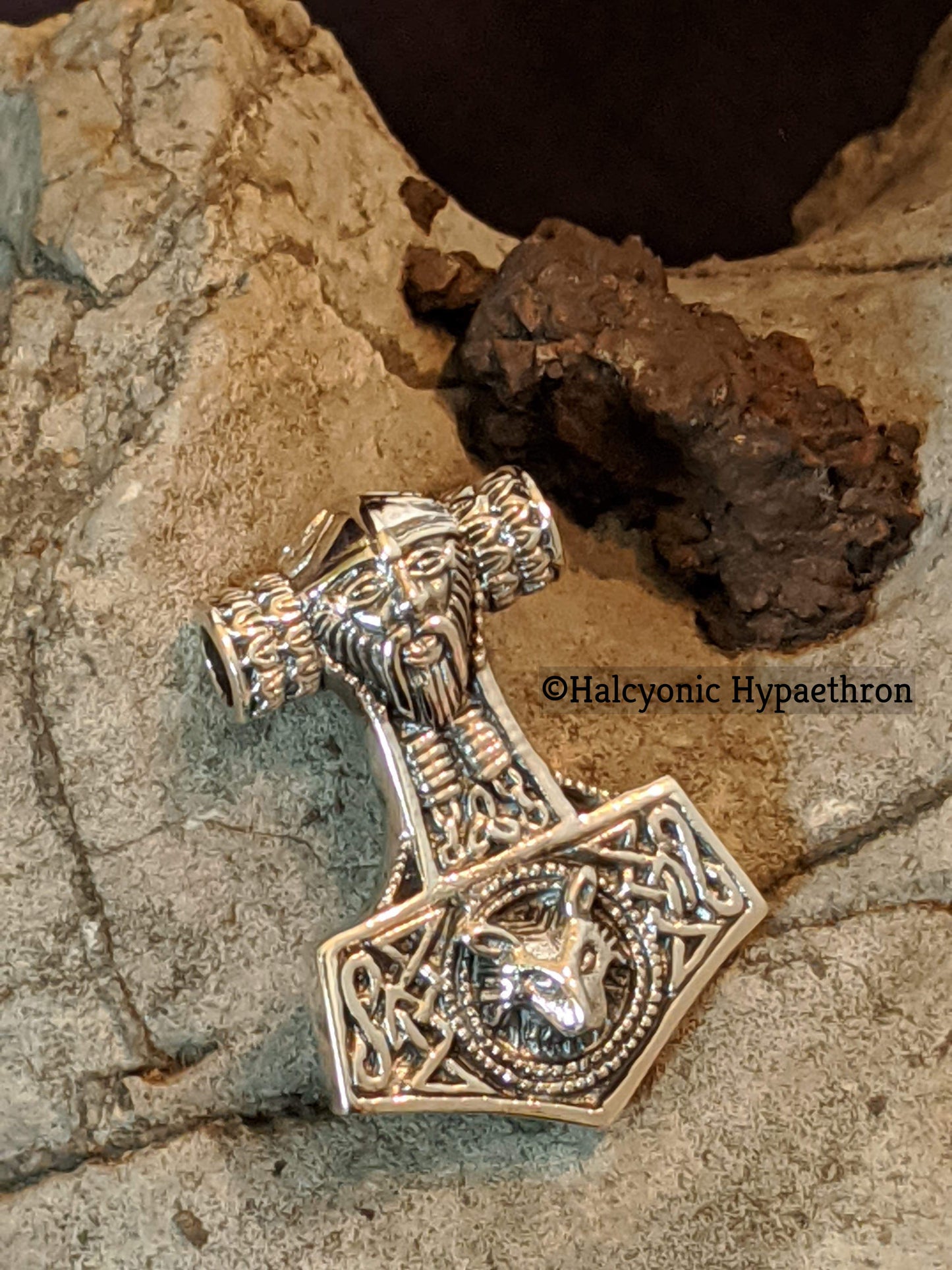 925 Sterling Silver Viking Wolf Thor Hammer Mjolnir Pendant