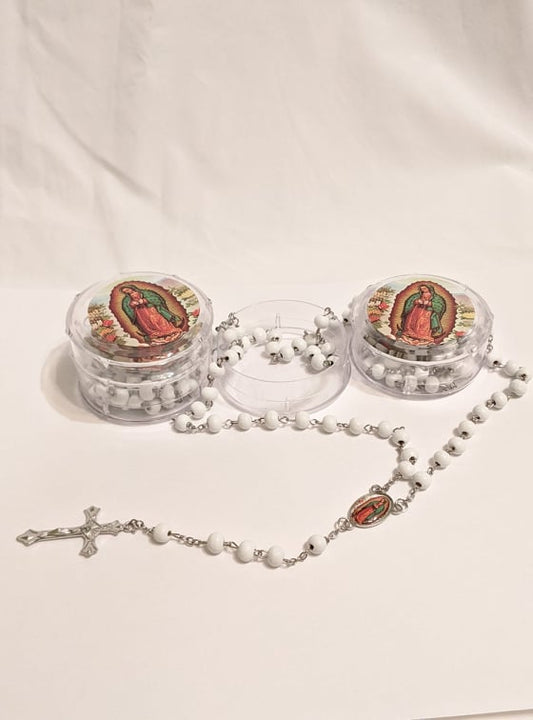 White, Wooden Rosary for Nuestra Señora de Guadalupe