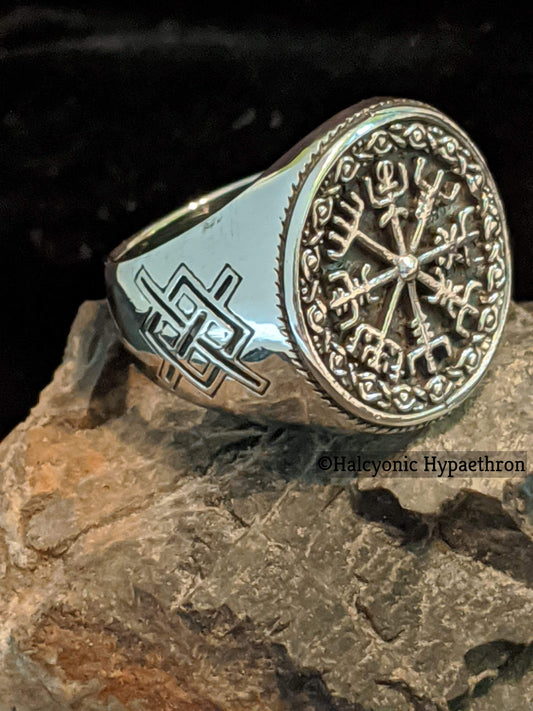 925 Sterling Silver Vegvisir Viking Compass Ring